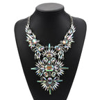 Crystal Rhinestone Tassel Large Collar - Piña Colada