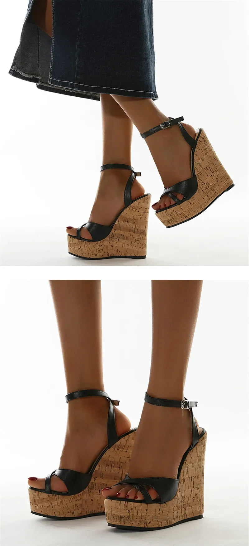 Gladiator Buckle Strap Wedge Sandals - Piña Colada