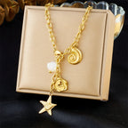 Stainless Steel Pearl Necklace - Piña Colada