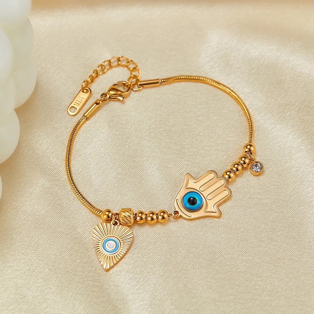 316L Stainless Steel Fatima's Blue Eye Charm - Piña Colada