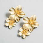 Metal Leaf Stud Earrings - Piña Colada