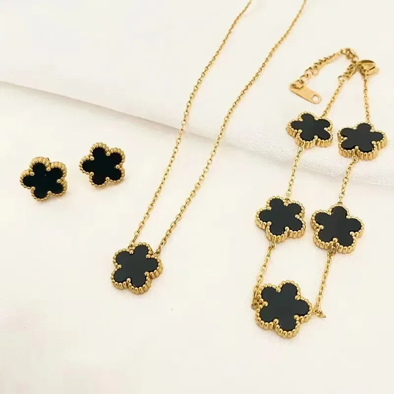 Flower Stainless Steel Jewelry Set for Women - Piña Colada