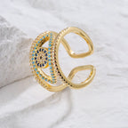 Hollowed out Evil Eye Ring - Piña Colada