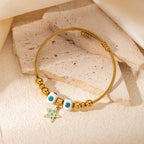 Colorful Eyes & Heart Drip Oil Pendant Bracelet - Piña Colada