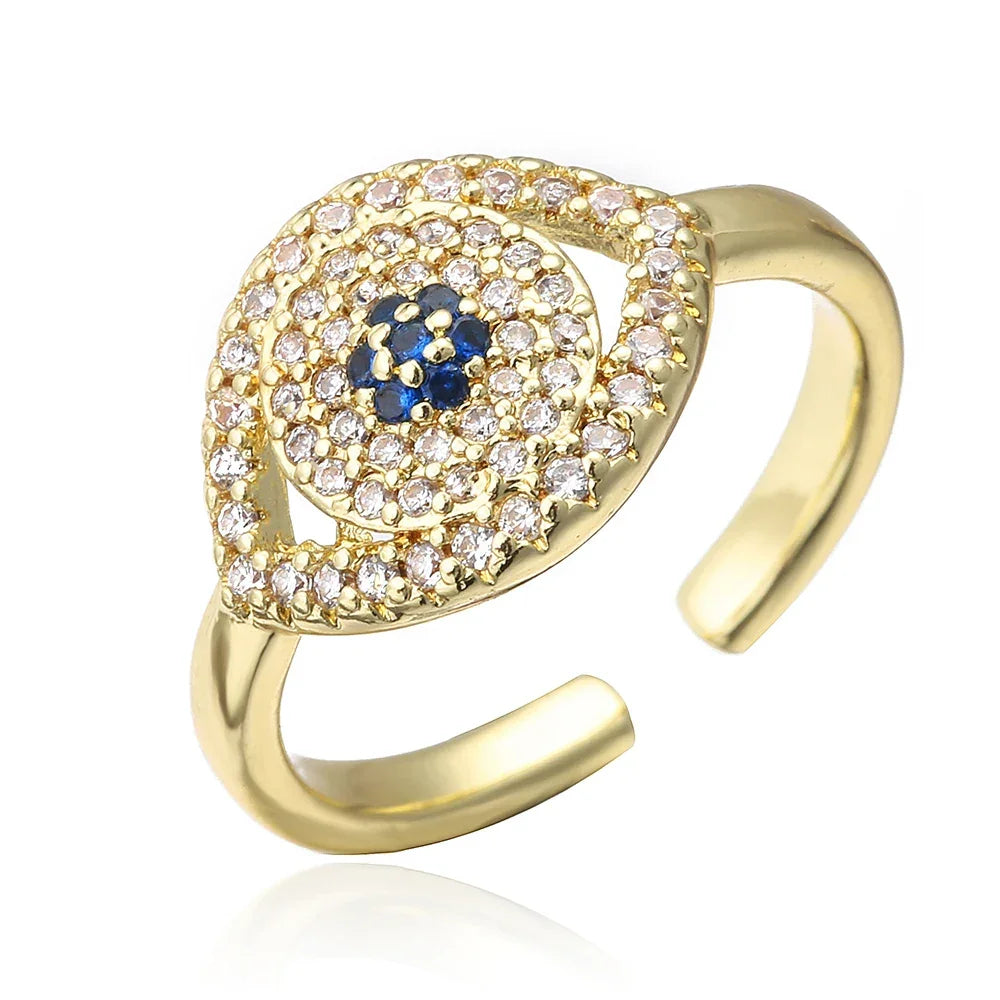 Hollowed out Evil Eye Ring - Piña Colada