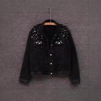 Pearl Beaded Denim Jacket - Piña Colada