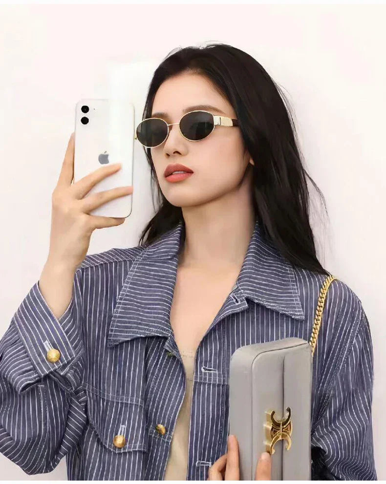 UV400 Sun Glasses Alloy Oval Eyewear - Piña Colada