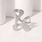 Stainless Steel Irregular Wave Ring - Piña Colada
