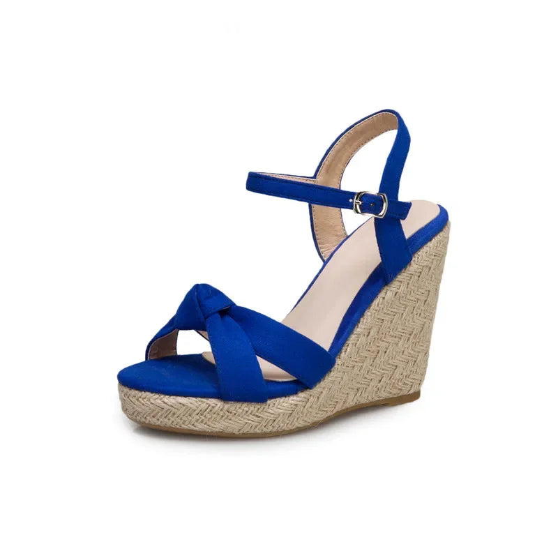 Velvet Wedge Sandals – Ultra High Platform Summer Heels - Piña Colada