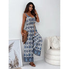 Elegan V-neck High Waist Jumpsuit - Piña Colada