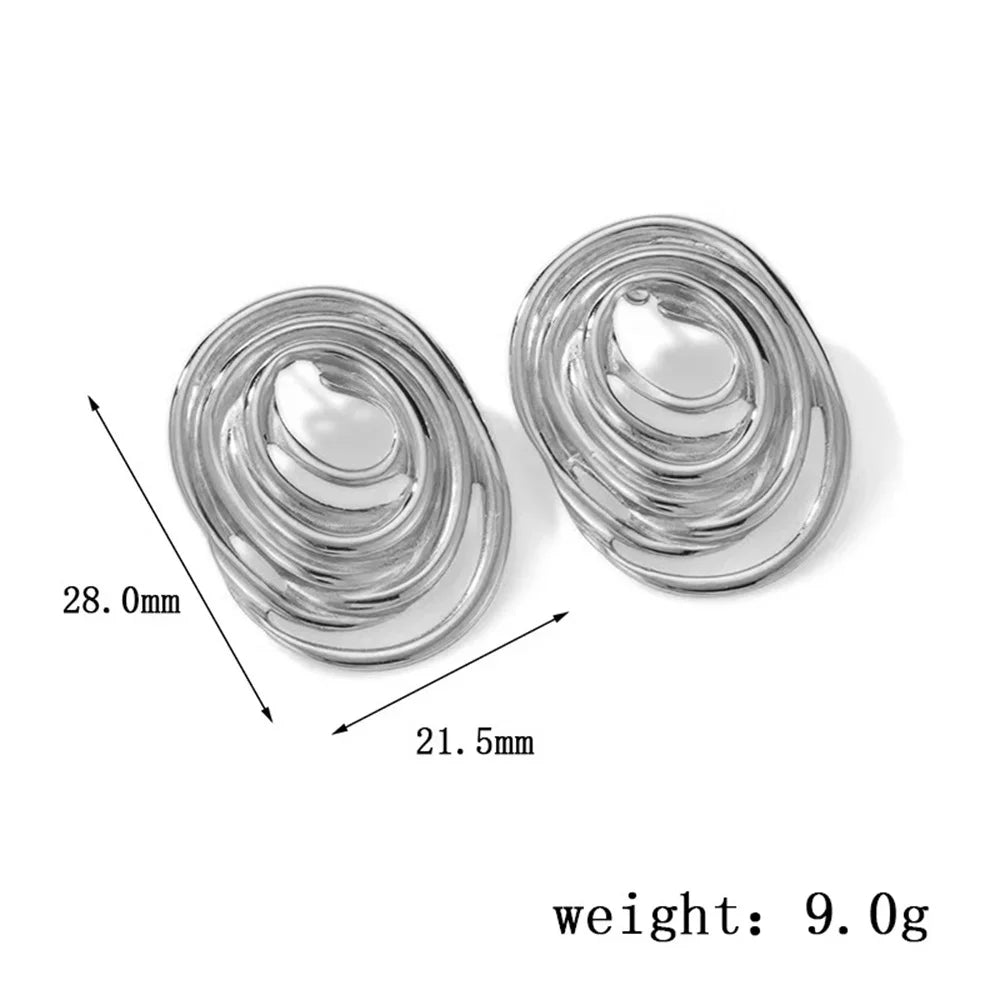 Stainless Steel Oval Line Stud - Piña Colada