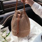 Braided Straw Bucket Bag - Piña Colada