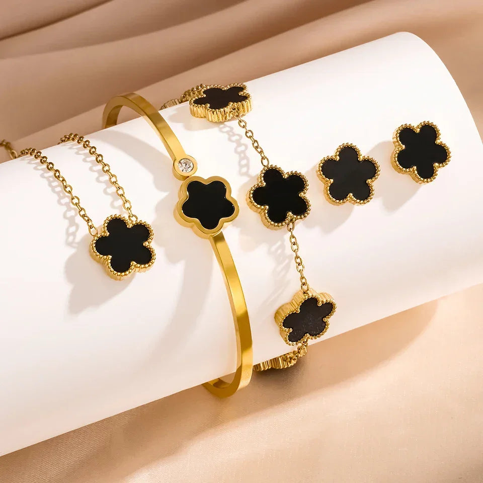Flower Stainless Steel Jewelry Set for Women - Piña Colada