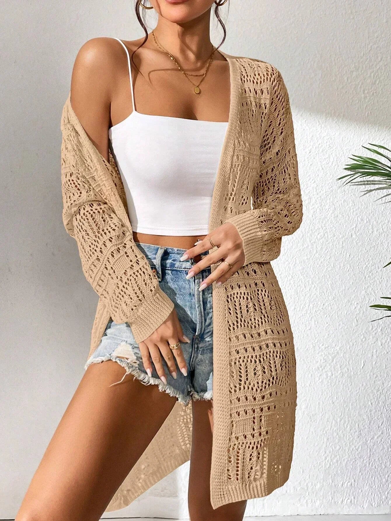 Knitted Cardigan Loose Fitting - Piña Colada