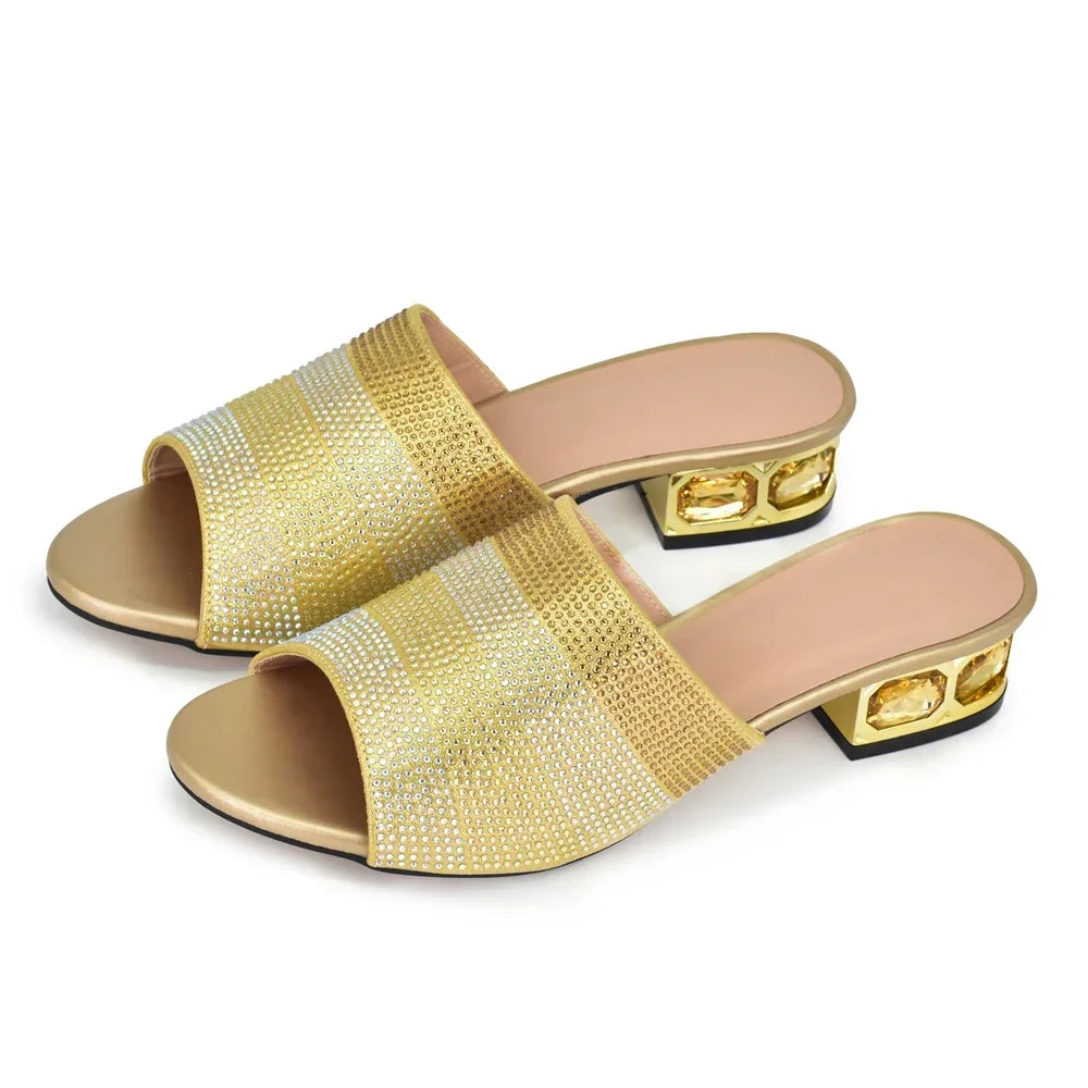 Rhinestone Crystal Sandals - Piña Colada