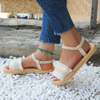 Tassel soft flat heeled sandals - Piña Colada