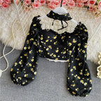 Floral Print Chiffon Top High Waist - Piña Colada