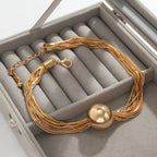 Multilayer Chain Clavicle Necklace - Piña Colada