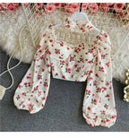 Floral Print Chiffon Top High Waist - Piña Colada