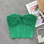 Strapless Summer Casual Crop Tops with Built In Bras - Piña Colada