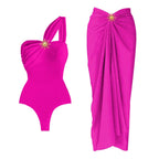 2Pcs One Shoulder Swimsuit - Piña Colada