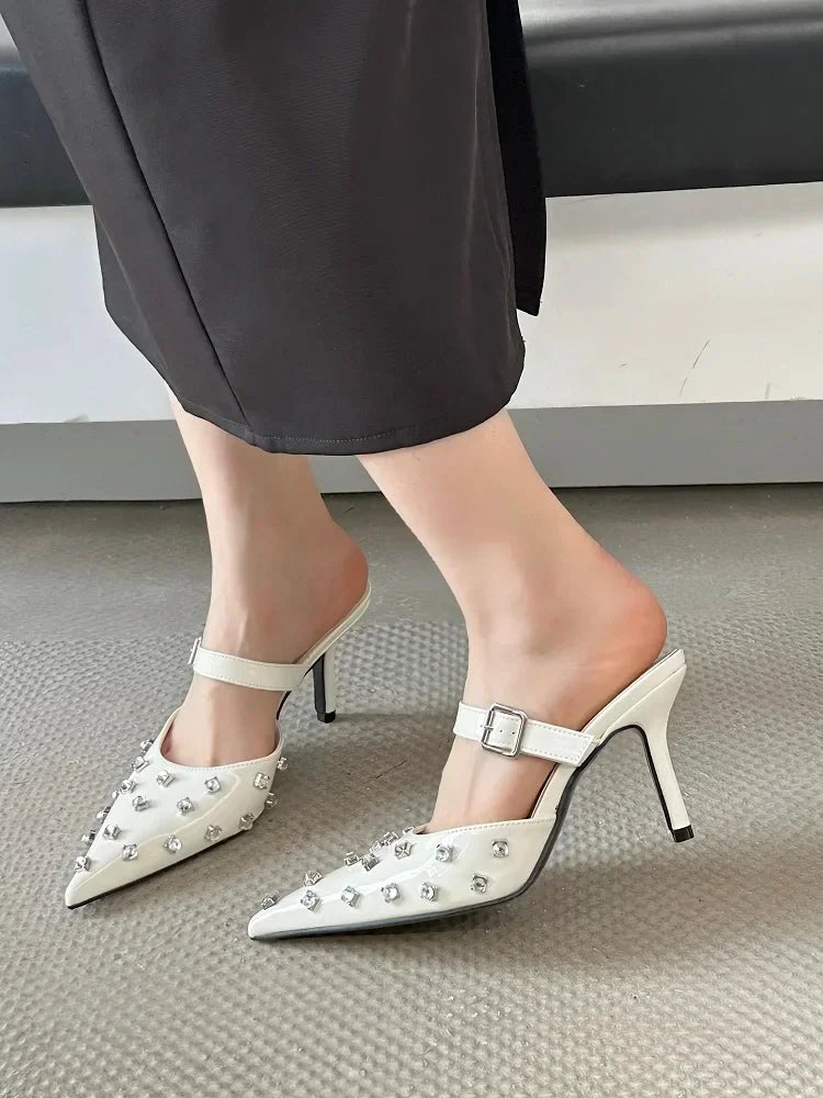 Crystal Diamond Buckle Pointed Toe - Piña Colada