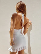 Hollow Out Deep V Neck Sexy Mini Dress