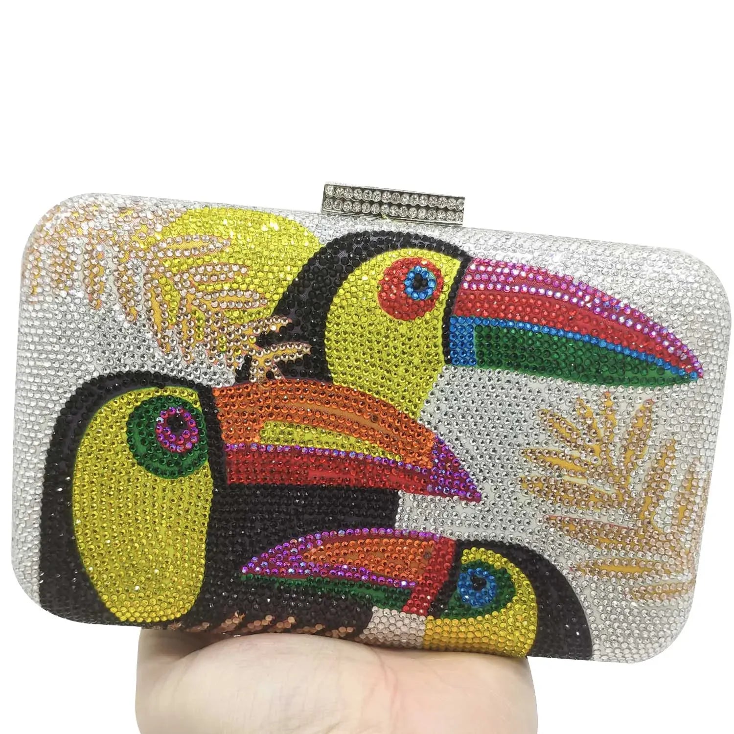 Novelty Toucan Bird Women Crystal Evening Bags Rhinestones - Piña Colada