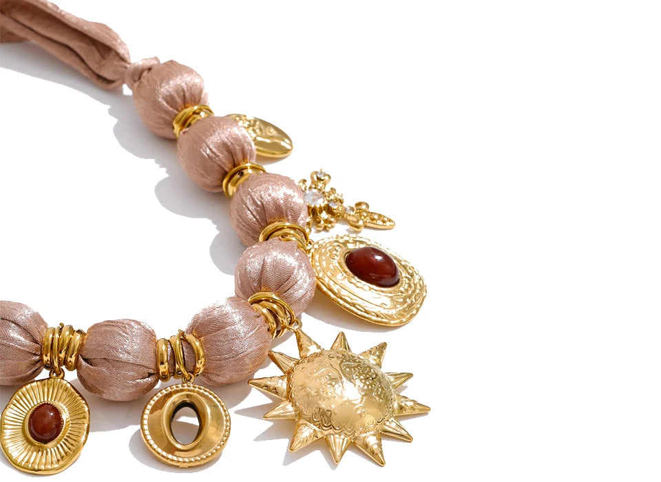 Gold-Plated Flower Pendant Necklace