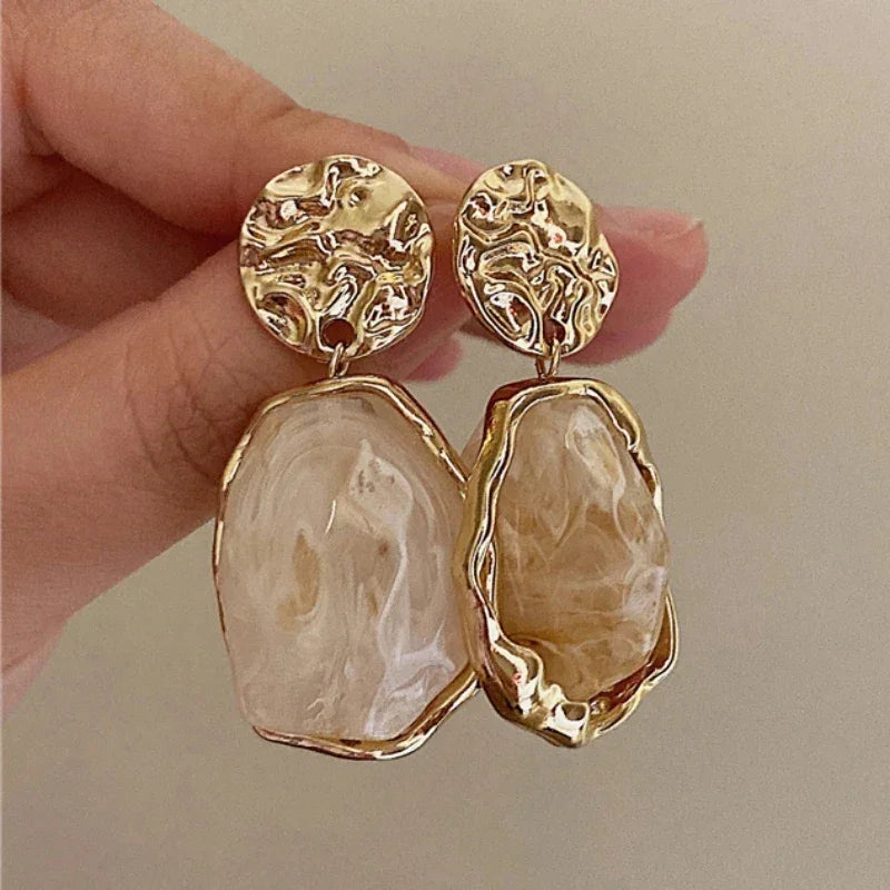 Geometry Irregularity Resin Stud Earrings - Piña Colada