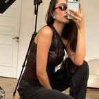 Asymmetrical Skew Neck Sleeveless Top