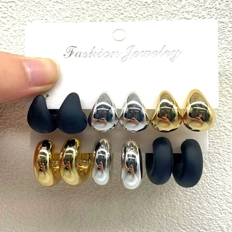 Geometric Drop Earrings – Cute & Romantic Zinc Alloy Design - Piña Colada
