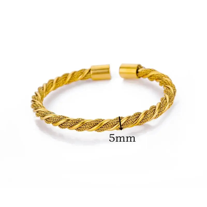 18K Gold-Plated Stainless Steel Cuff Bracelet for Women - Piña Colada