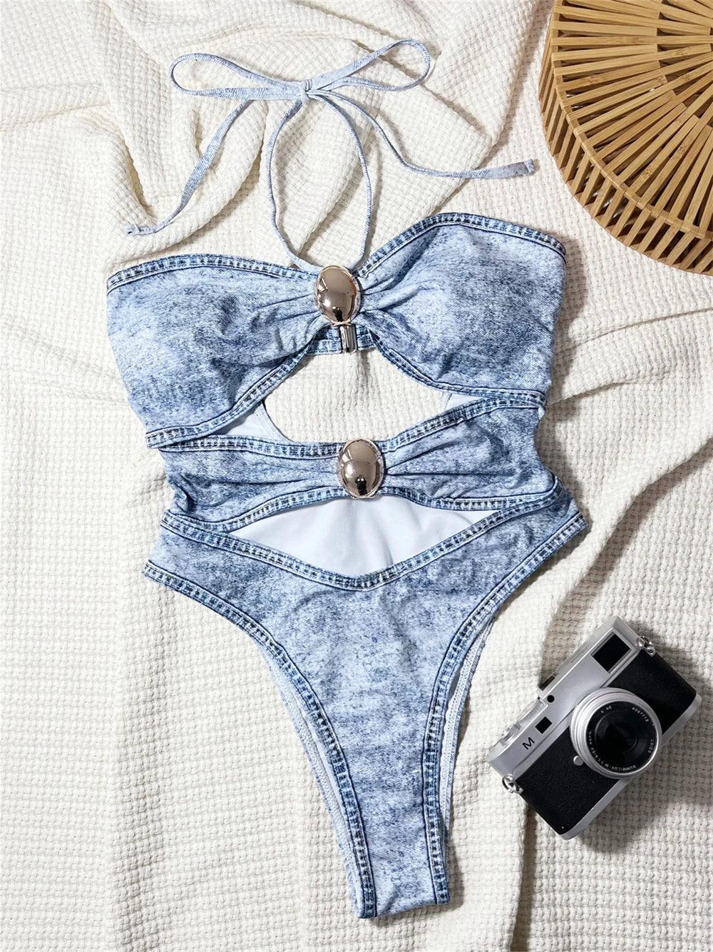 Bikini Denim Print - Piña Colada