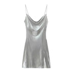 Mini Dress Women Metallic Draped - Piña Colada