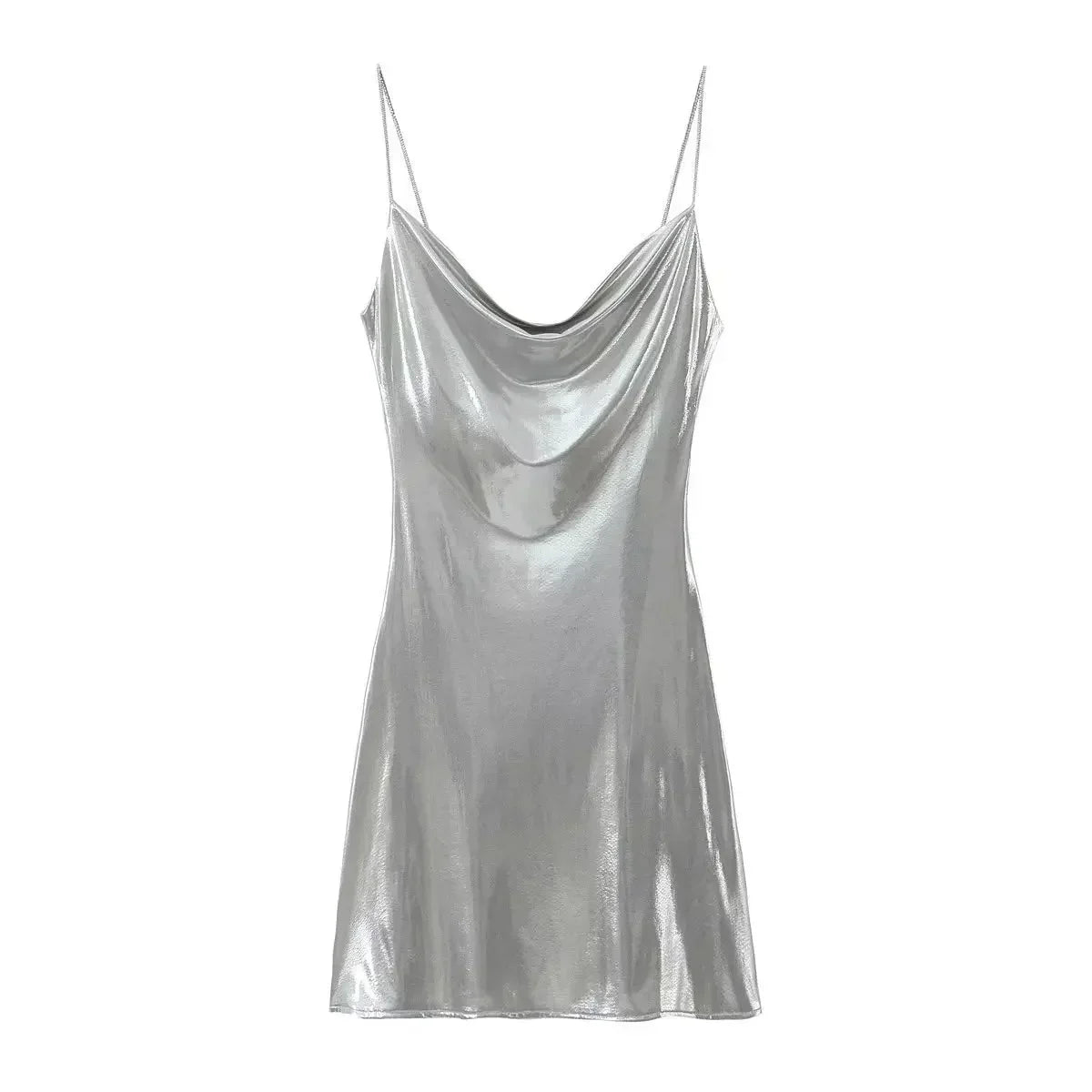 Mini Dress Women Metallic Draped - Piña Colada