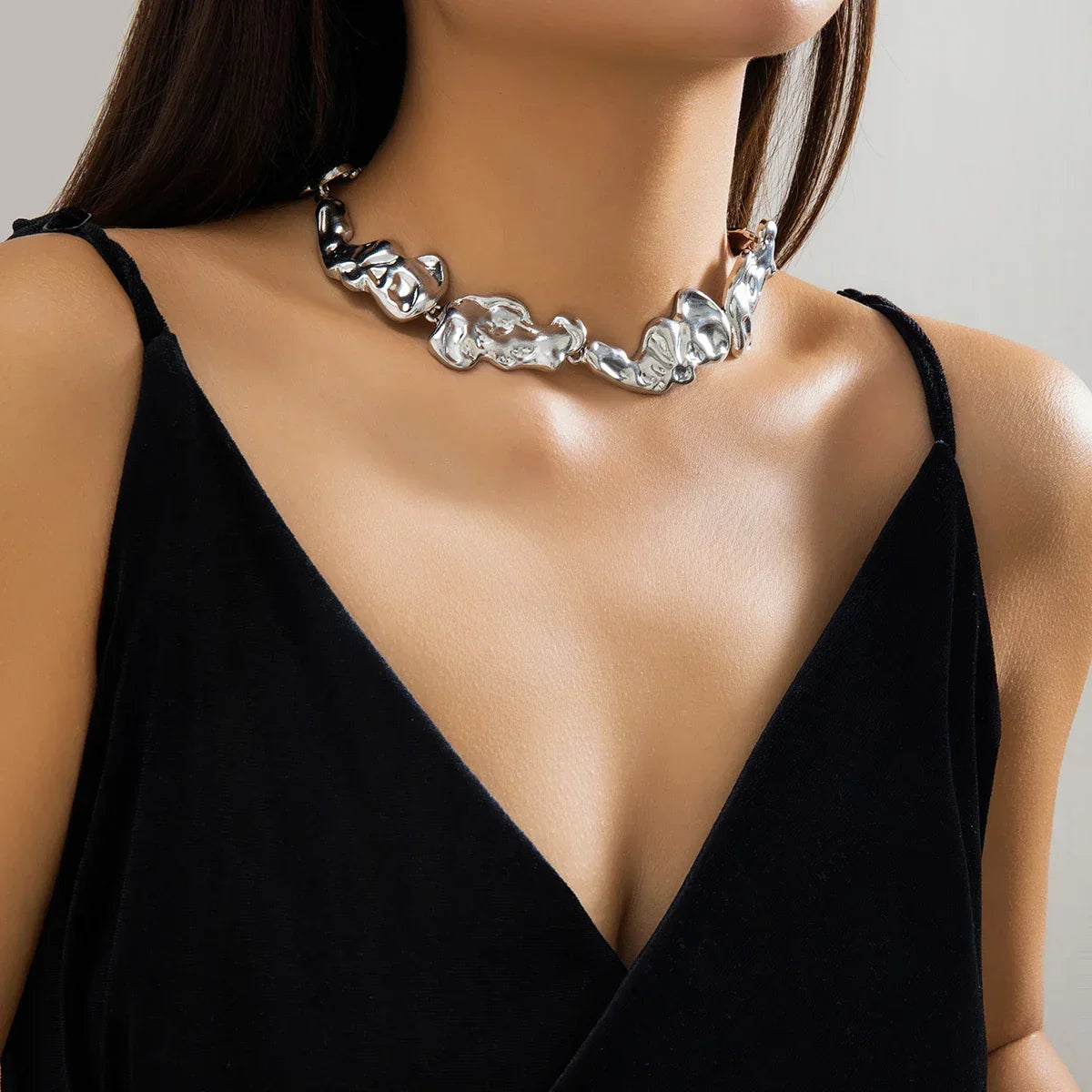 Irregular Metal Patchwork Choker - Piña Colada