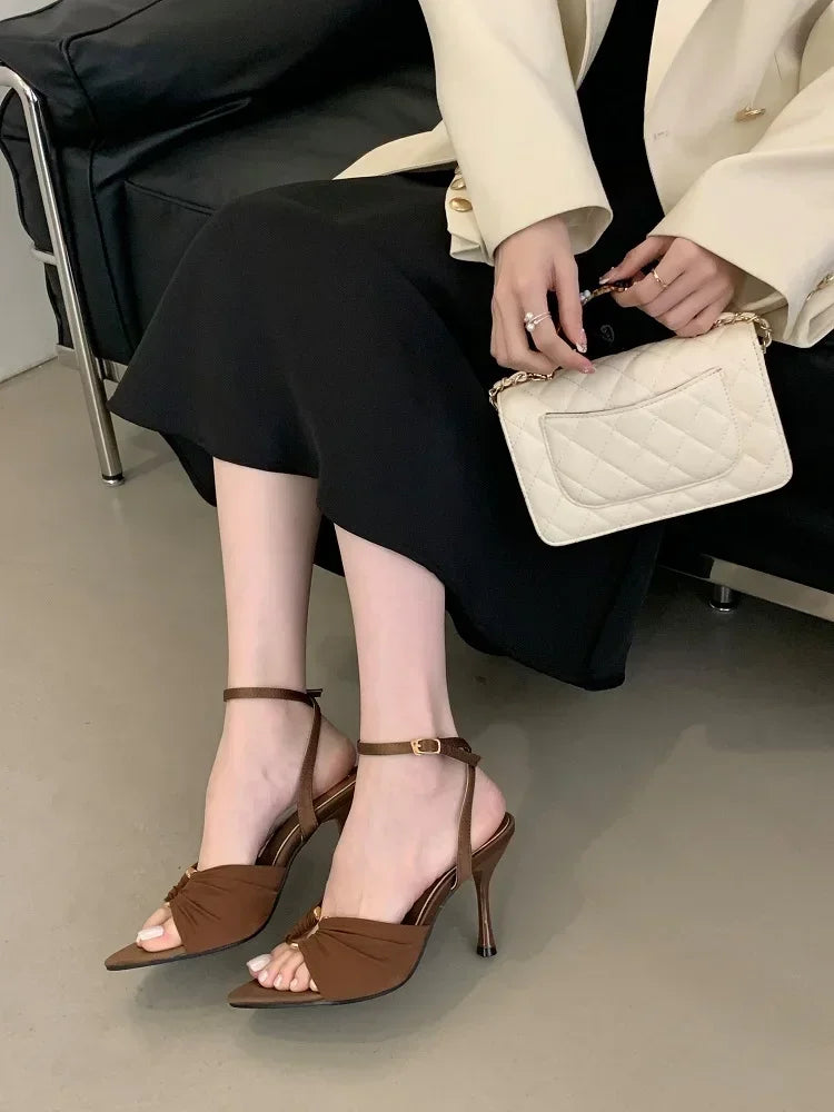 Pointed Toe Thin High Heels Sandals - Piña Colada