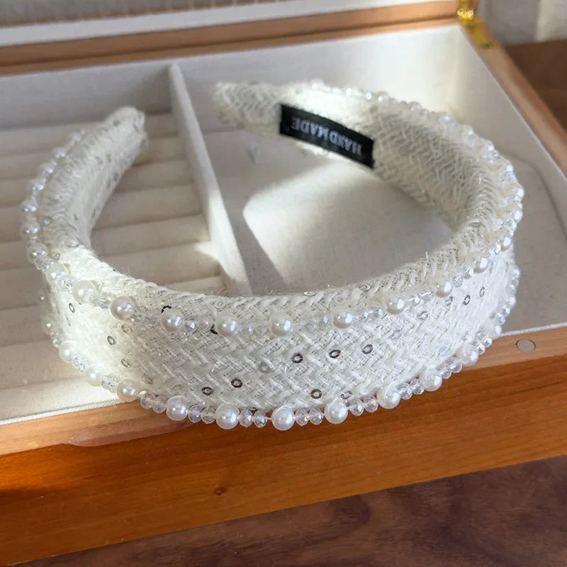 Print Pearl Crystal Headband - Piña Colada