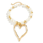 Heart Pendant Pearl Choker Necklace - Piña Colada