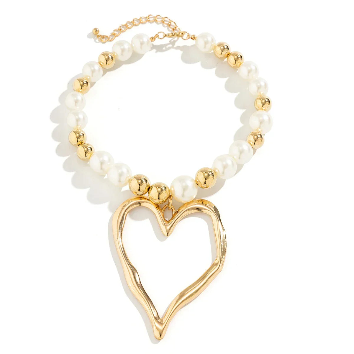 Heart Pendant Pearl Choker Necklace - Piña Colada