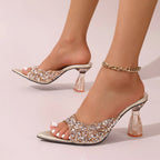 Crystal High Heels Sandals - Piña Colada