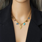 Stainless Steel Heart Shaped Turquoise Pendant - Piña Colada