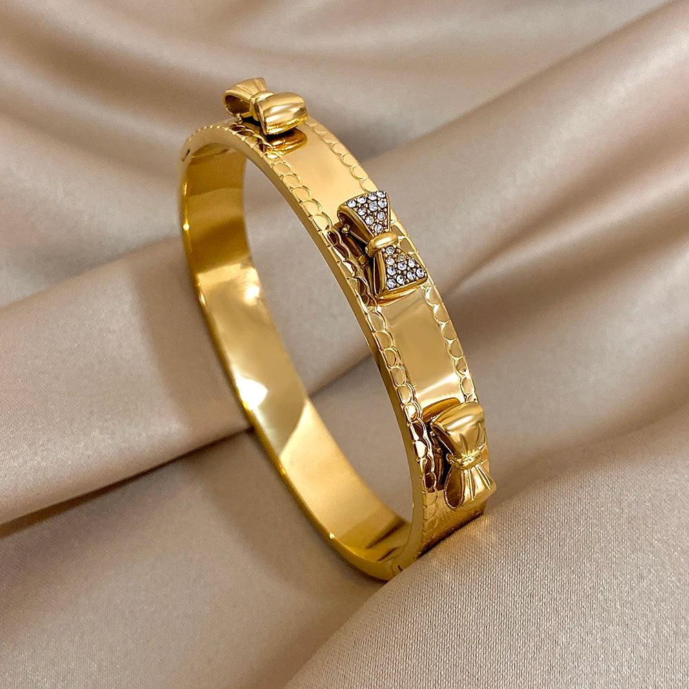 Stainless Steel Flower Cuff Bracelet - Piña Colada