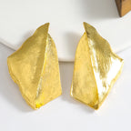 Elegant Gold Irregular Geometric Flower Drop Earrings – Vintage Statement Jewelry for Women - Piña Colada