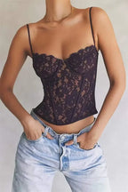 Exotic Lace Tube Top – Black & White Fishbone Pattern - Piña Colada