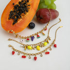 Bracelet 18K Gold Plated Stainless Steel Strawberry - Piña Colada