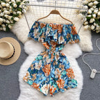Floral Jumpsuits Shorts - Piña Colada