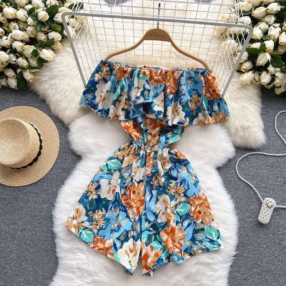 Floral Jumpsuits Shorts - Piña Colada