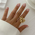 Unique Exaggerated Large Petal Flower Rings - Piña Colada